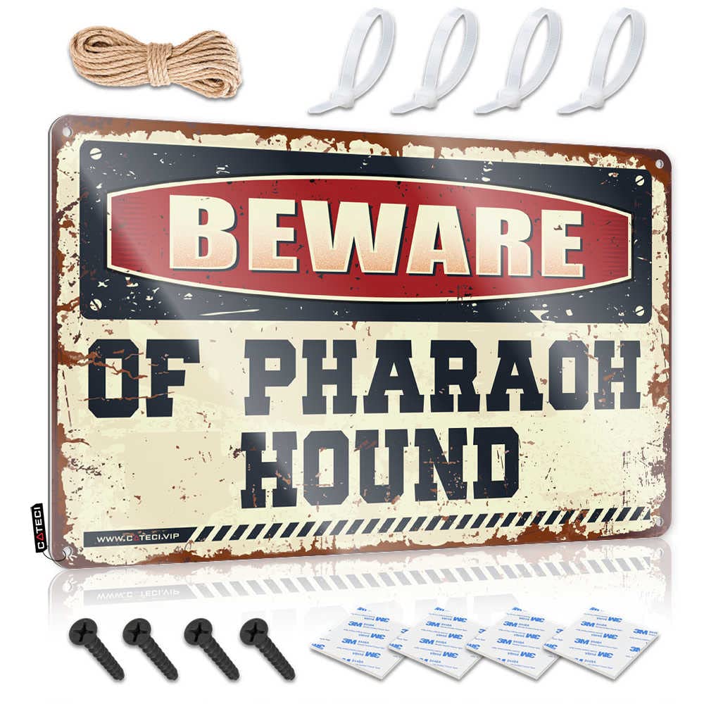 Mwfkkaddb One Color Home Tin Sign Beware Of Pharaoh Hound Sign Funny Office Signs Decor Signs(30X40cm)