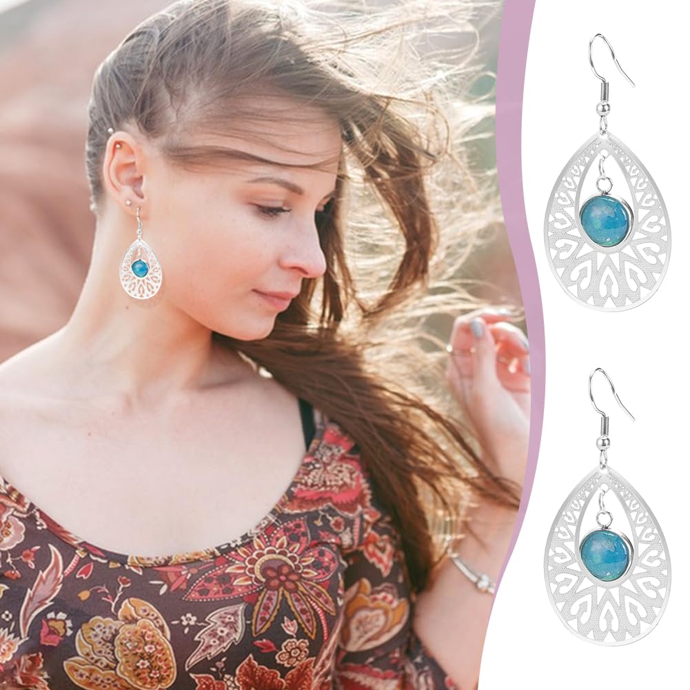 UNICRAFTALE Kit 102 Pcs Boucles D’Oreilles Larme DIY – Cabochons Acier Inoxydable + Crochets Hypoallergéniques