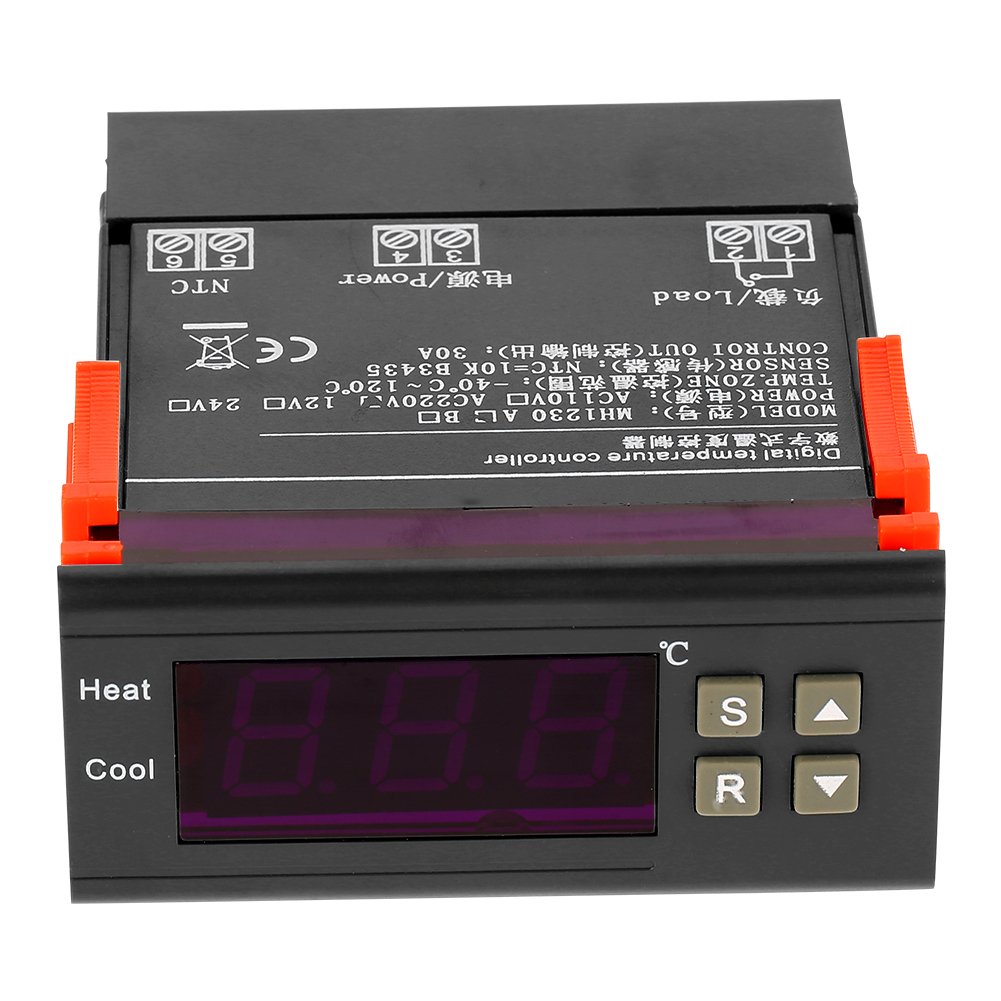 MH1230A AC220V 30A Contrôleur de température numérique d'affichage à LED avec capteur pour régler à la haute et la basse température(Gamme de contrôle de température : -40 ℃ à 120 ℃)