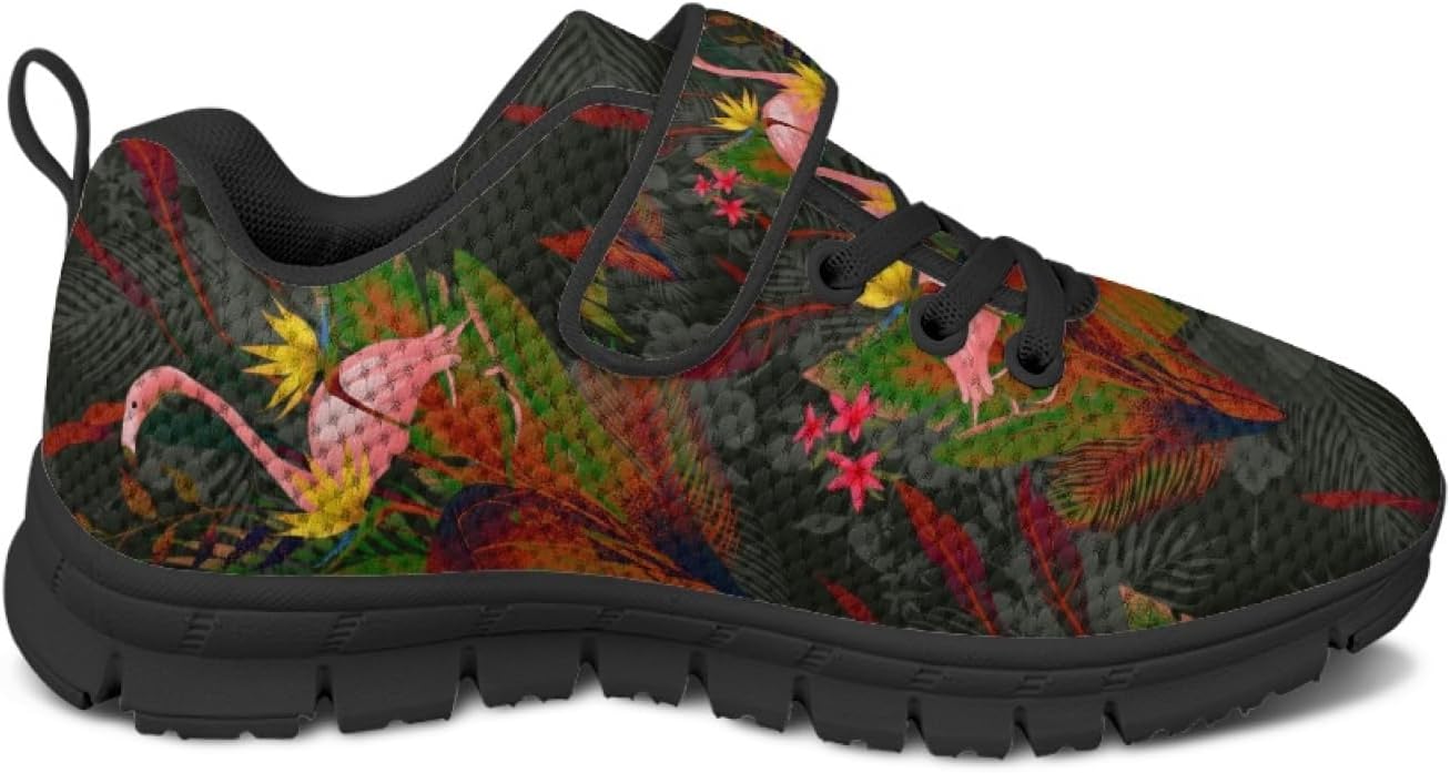 Boho Flamingo Girls Slip On Sneakers with Hook and Loops Flexible Breathable Sneakers for Kids Girls Reduce Pressure On The Foot Running Shoes Kids Stitch Fashionable Indoor Soccer Shoes - Image 2