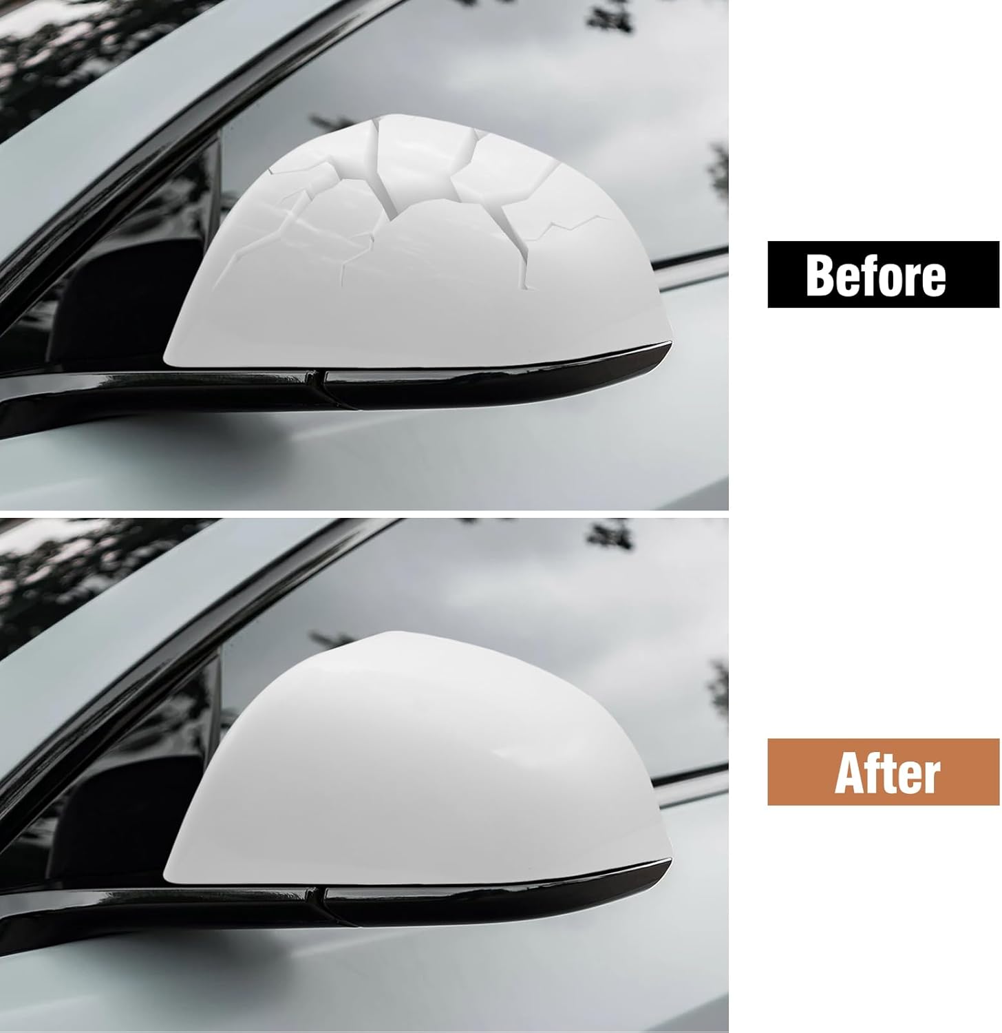 Compatible with Tesla Model 3 Left Driver Side Mirror Cap Cover 2017 2018 2019 2020 2021 2022 2023 2024 2025,Side View Mirror Cover Replacement for Model 3, Pearl White