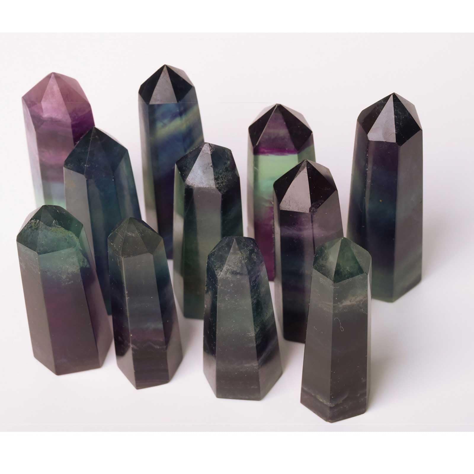 Bacchetta Esagonale in Cristallo di Quarzo Fluorite Arcobaleno da 3 Pezzi Tova di Cristallo curativo Set di Bacchette di Pietre preziose per la Terapia di Meditazione Reiki Chakra