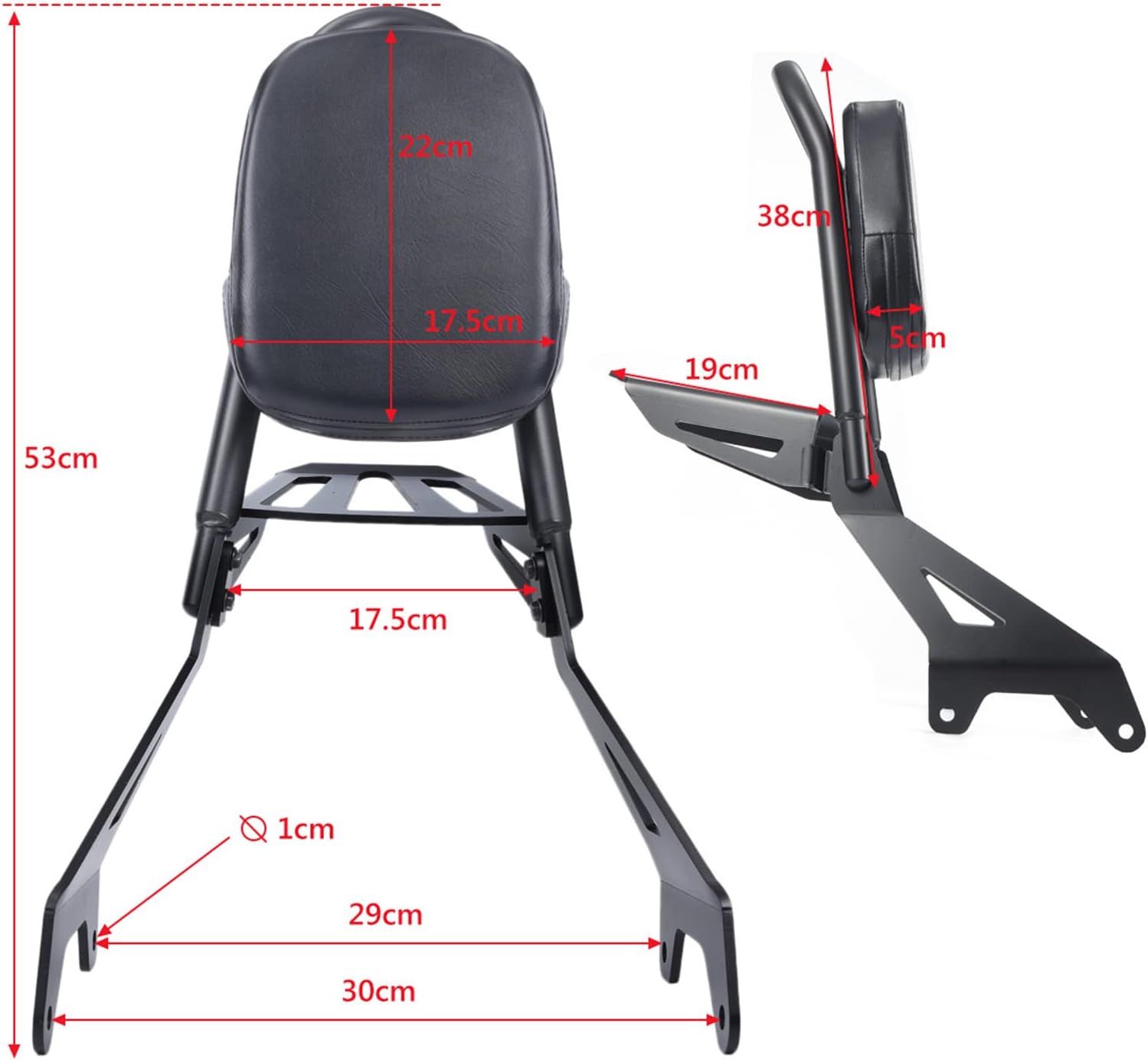 Motorcycle Rear Sissy Bar Backrest with Luggage Rack, Detachable Backrest Passenger Seat Fit for Yamaha Bolt XV950 XVS950 2013-2022
