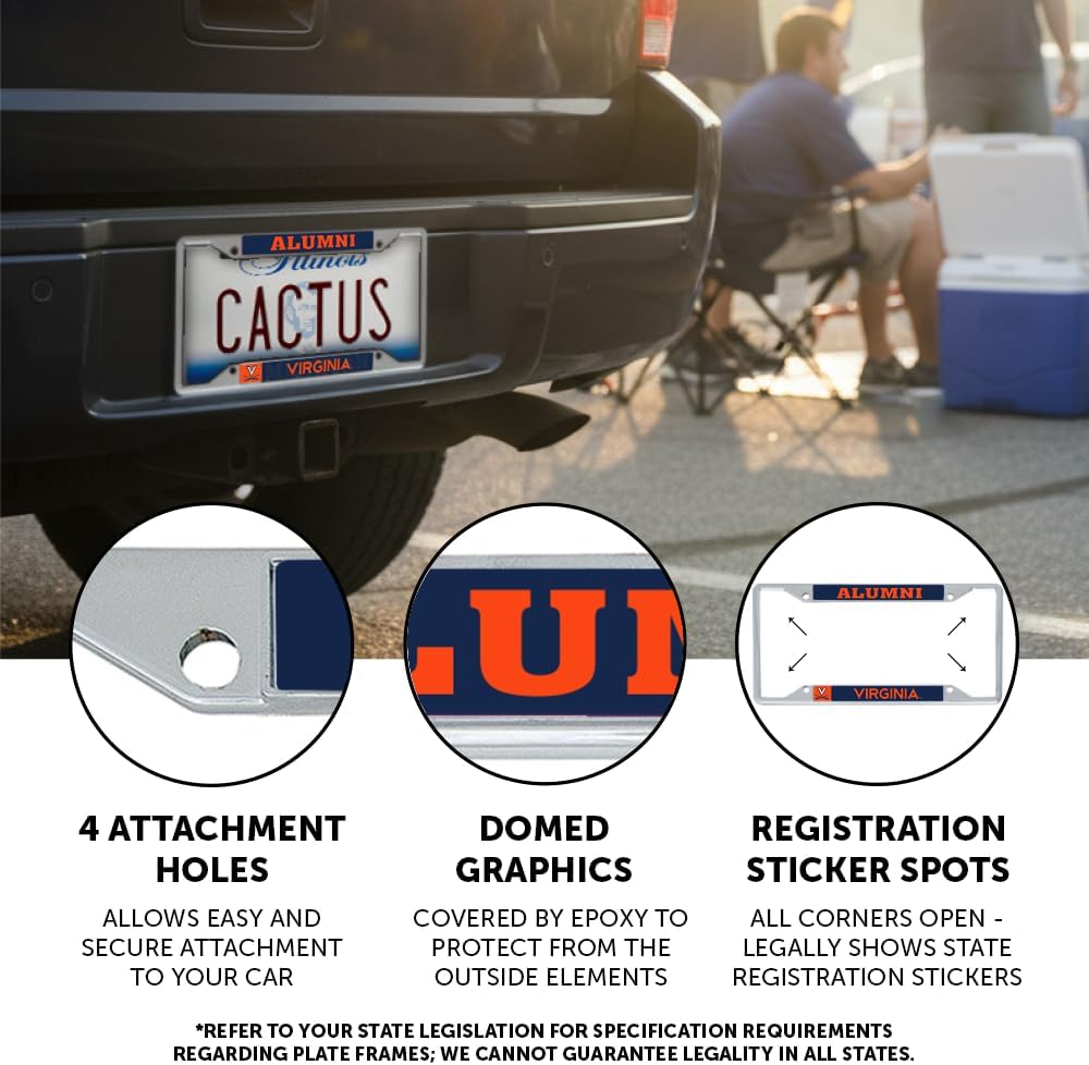 Desert Cactus University of Virginia Car Accessories Cavaliers Metal License Plate Frame and Tag Holder for Front or Rear of Car (Alumni) - Image 3
