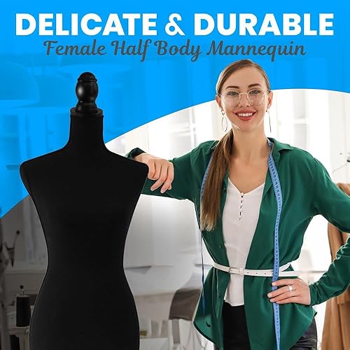 Vista 5 de SereneLife Expositor de maniquí de torso femenino, resistente y duradero, forma de vestido ajustable (52-64 pulgadas), ligero, fácil de montar
