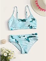 Vista 3 de Traje de baño tankini de dos piezas para niñas, traje de baño deportivo de playa para niñas, traje de baño de 2 piezas