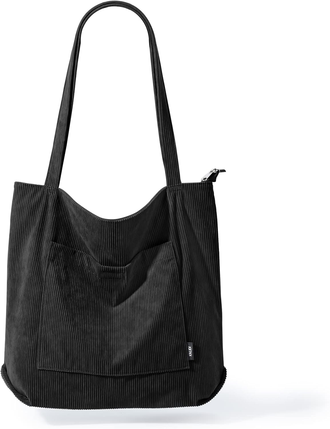 KALIDI Women Corduroy Tote Bag Large Shoulder Tote Bag with Zipper Pocket Casual Hobo Handbag Big Capacity Shopping Work Bag