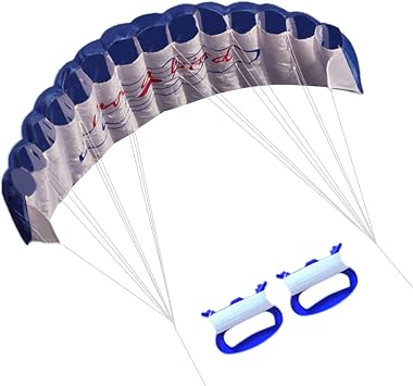 Parachute for Skydiving, 55 Inch Dual Line Parafoil Kite with Flying Handle & 4.6ft Cord, Huge Stunt Kite