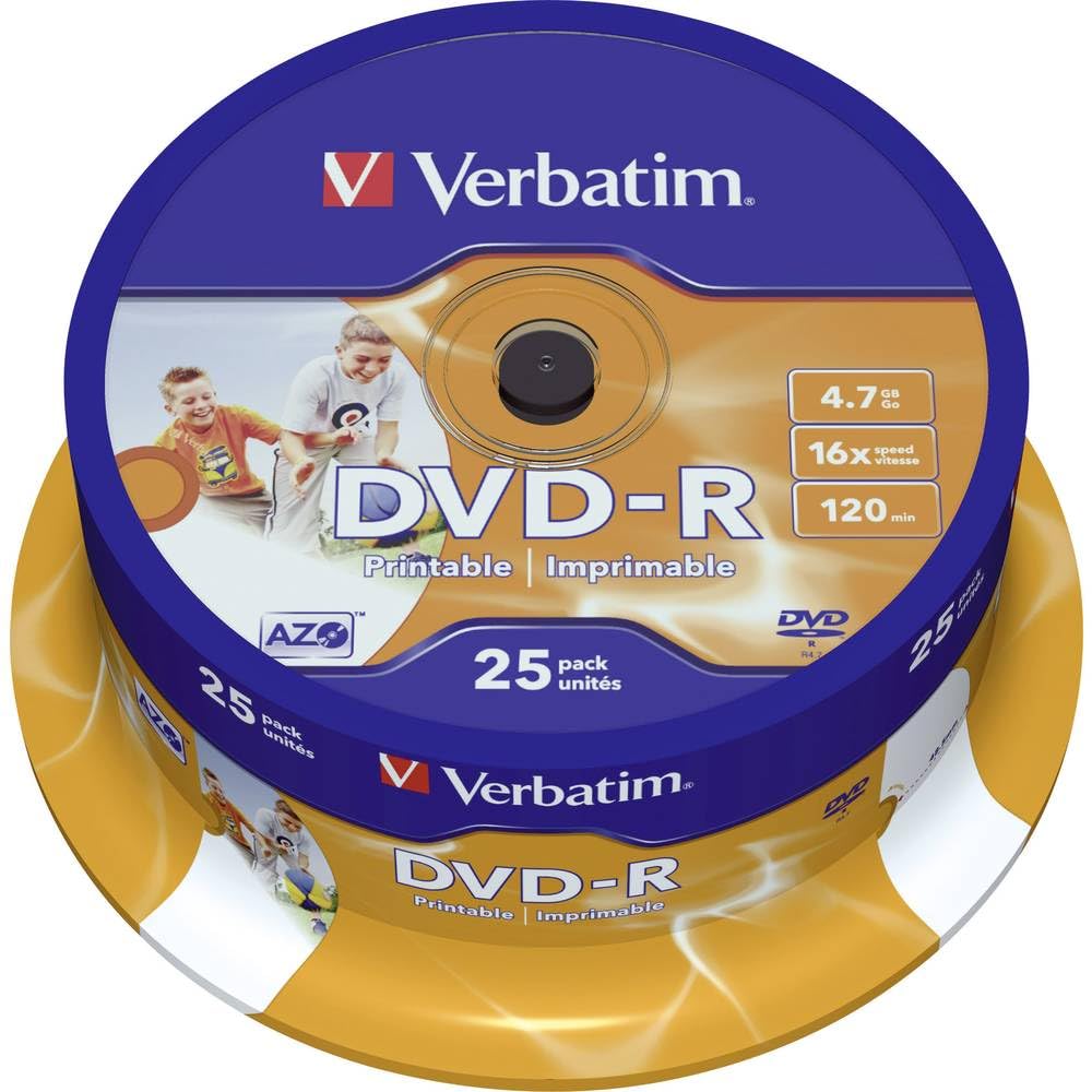 DVD-R Verbatim Imprimible 16X/ Tarrina-25uds