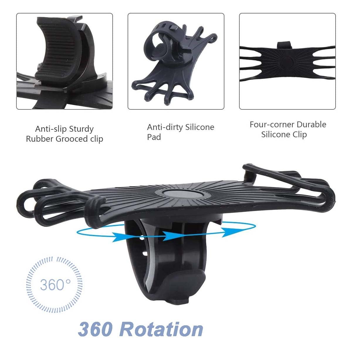 Supporto Universale Per Telefono In Silicone Per Bicicletta E Moto – Rotazione 360°, Manubrio Da 1.5-4cm, Adatto A Telefoni Fino A 6.7 Pollici, Antivibrazione E Antiscivolo - 5