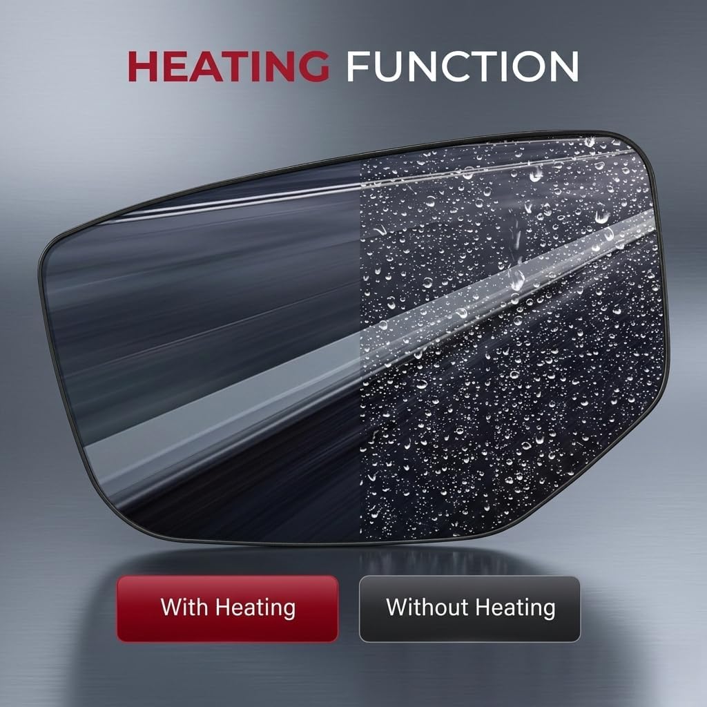 Driver Side Heated Mirror Glass with Backing Plate For 2008 2009 2010 2011 2012 Honda Accord Left Power Mirrors HO1324111 76253TA5A11 HO22GL Rear Holder