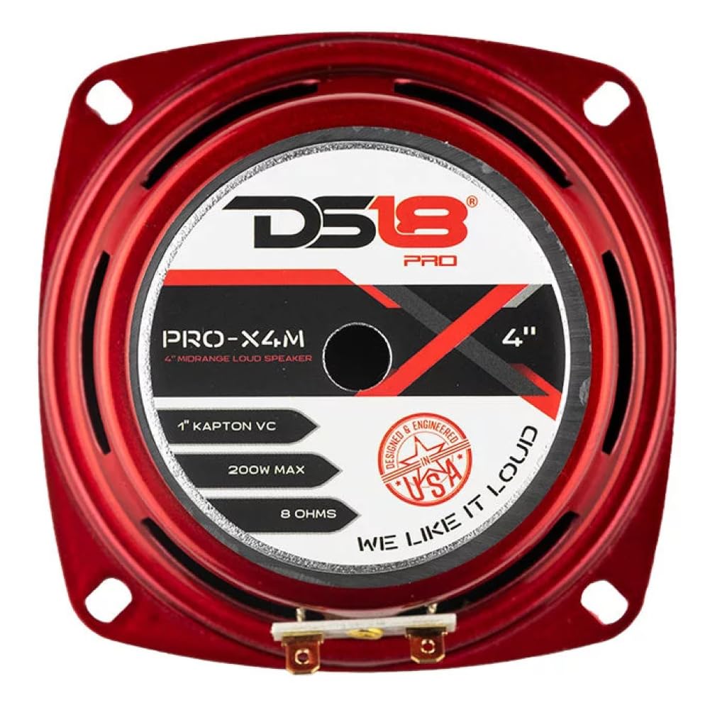 1 KIT SET PER DS18 PRO-X4M midrange da 10 cm 100 mm 4" di diametro, 100 watt rms e 200 watt max, impedenza 8 ohm, sensibilità di 85,7 db spl, 1 pezzo + faston di montaggio