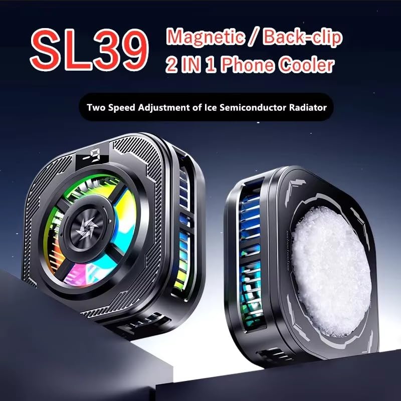 Image of BKN SL-39 Fast Ultra Cooling Mobile AC Fan Magnetic Radiator | Mobile Cooler with Back Clip USB Powered Fan Cooling Radiator Game Cooler -3 degree for Mobile Phone Gaming, Live Streaming