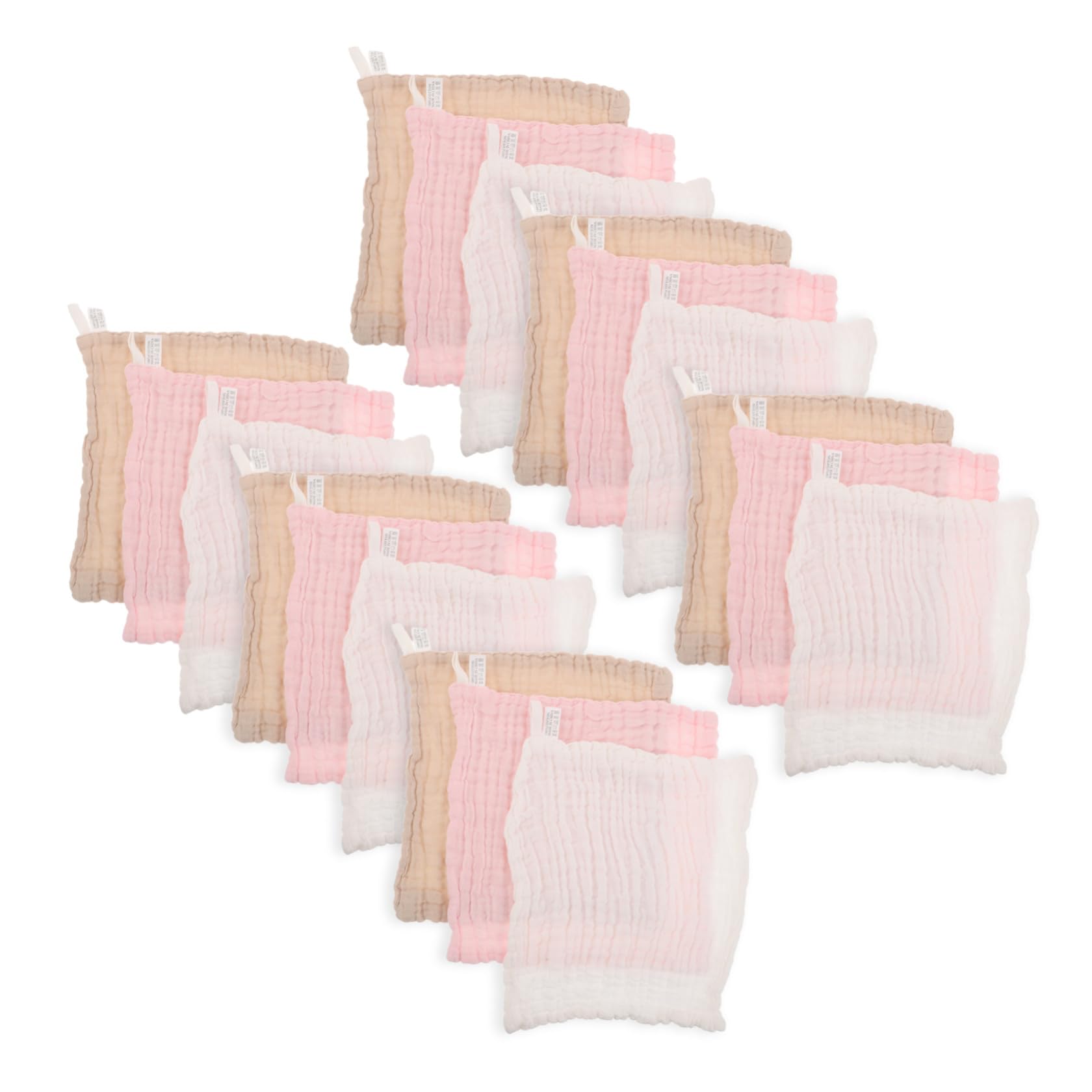 18 Stück Reine Baumwolltücher mit Sechs Lagen Musselin 25x25cm Sanfte Reinigung und Vielseitig Verwendbar für Babybad und Babypflege