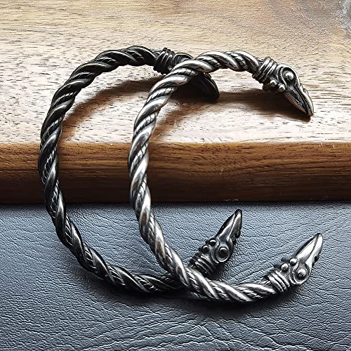 TURTLEDOVE Viking Raven Bracelet Bangle - Adjustable Stainless Steel Norse Scandinavian Torc4