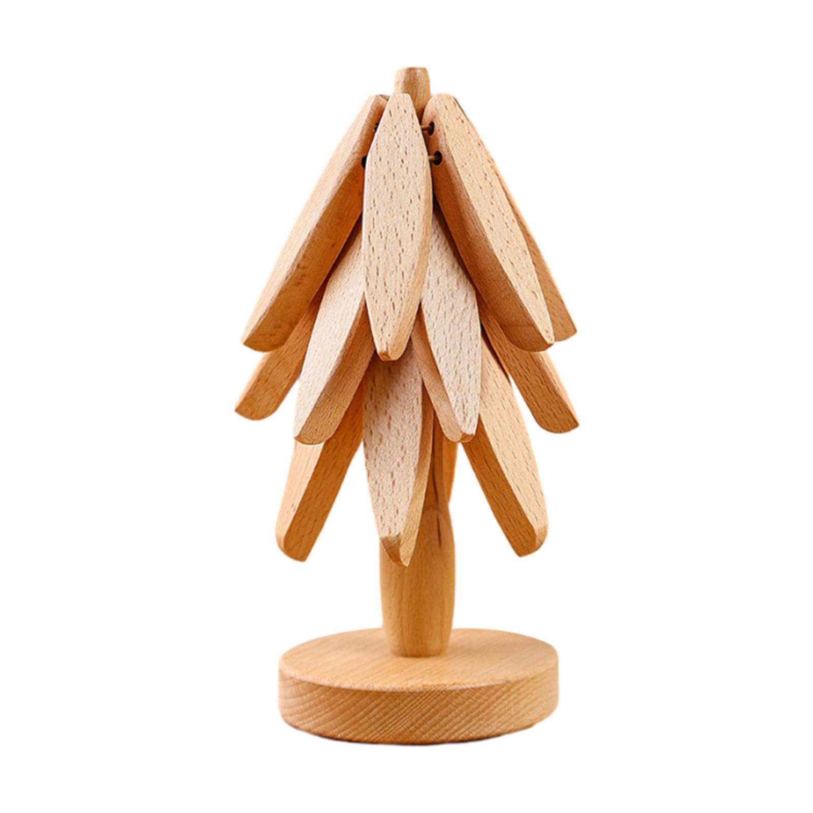 Sous-plat en Bois Hêtre Pliable - Dessous-de-Plat en Forme d'Arbre pour Casseroles et Plats Chauds - Durable et Élégant