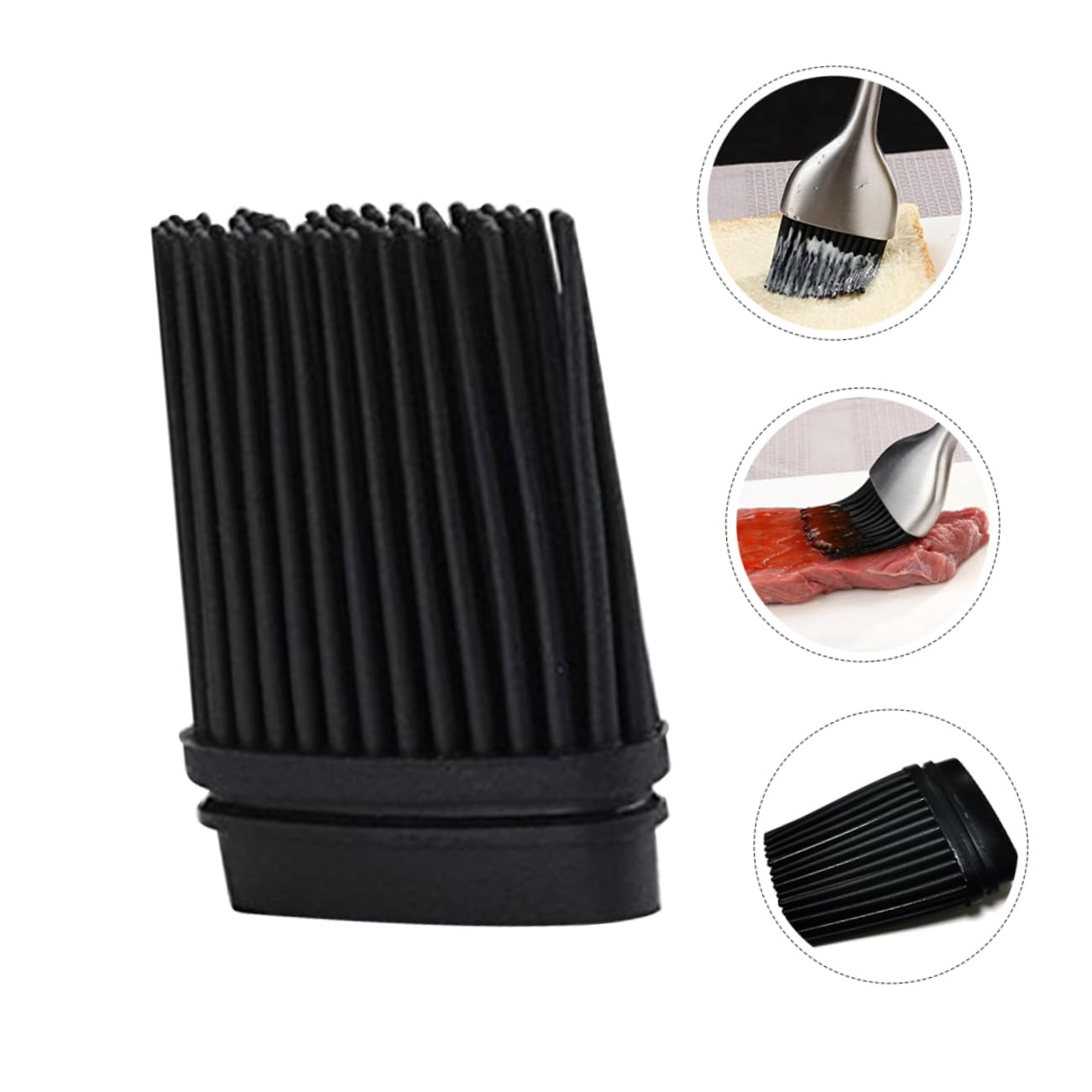 DECHOUS 4Pcs Portable Silicone Basting Brush Refills High Heat Resistant Grill Oil Brush Tool for Bbq Pastry and Cooking Dishwasher Safe Replacement Brush Heads