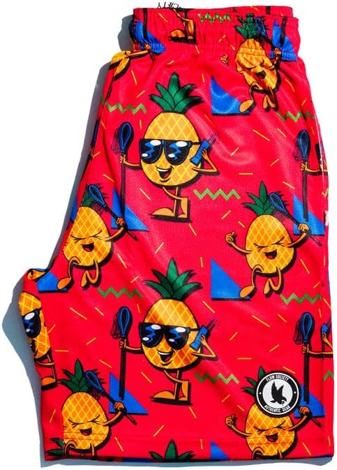 Flow Society Pineapple Lax Boys Mid-Length Shorts - Athletic - Basketball - Baseball - Hockey - Football - Lacrosse - Pink