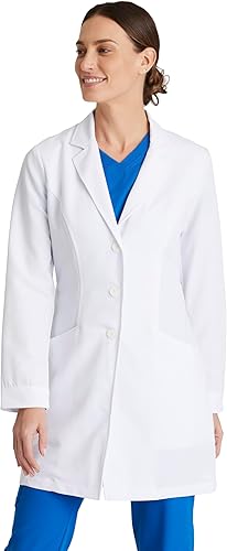 BARCO Grey's Anatomy Scrubs Signature - Abrigo de laboratorio Eve para mujer, abrigo de laboratorio profesional de manga larga de 34 pulgadas