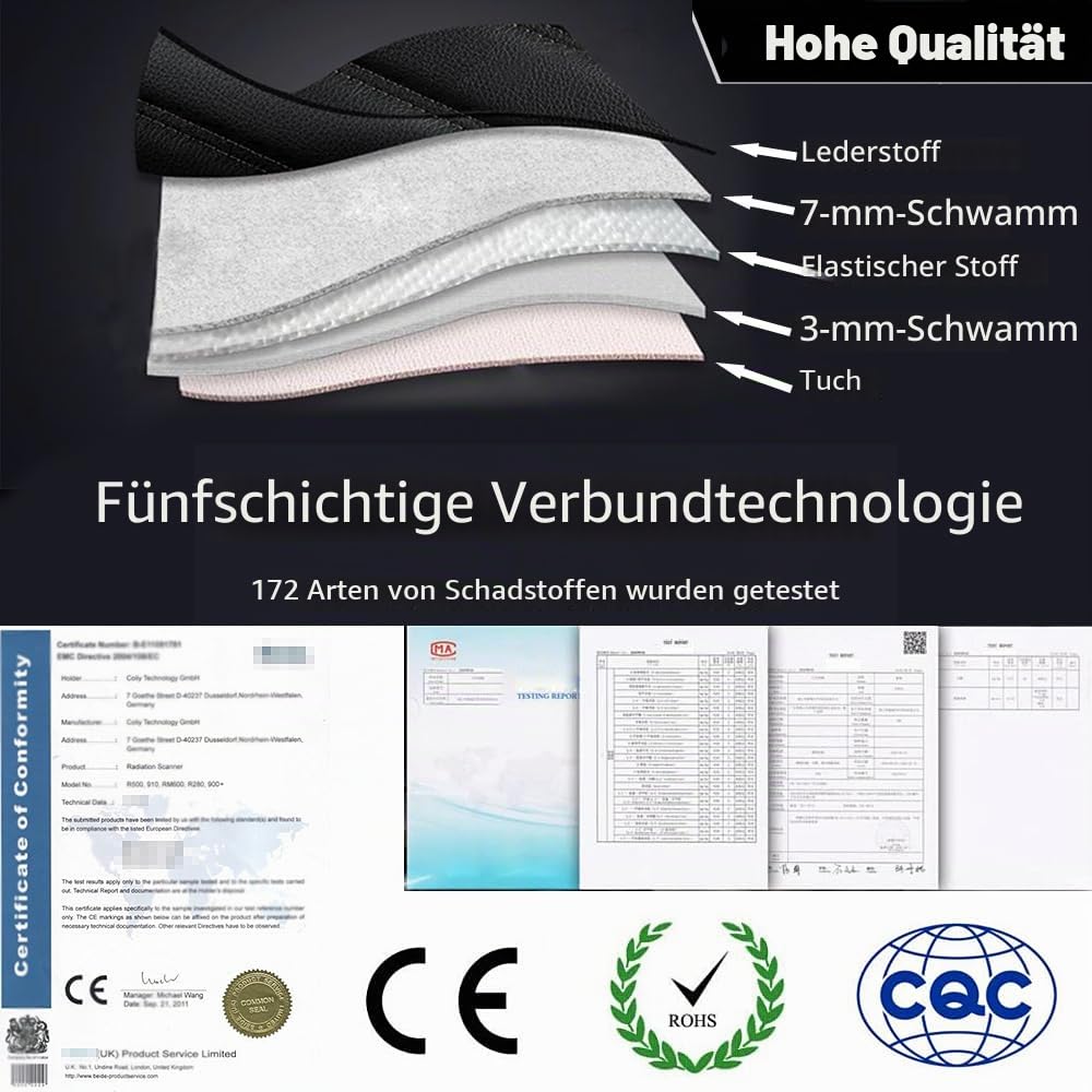 Schwarzer Autositzbezug, modischer Stil, Kunstledermaterial, verschleißfest und atmungsaktiv, leicht zu reinigen, umweltfreundlich und geruchsneutral, Zweiteiliger Autobezug für Renault