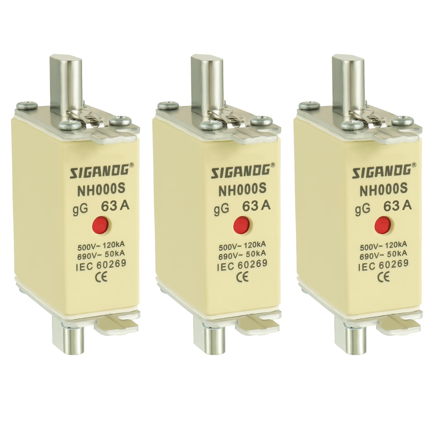 NH fusible gL/gG 63A NH000 fusibles combinados (3 piezas)
