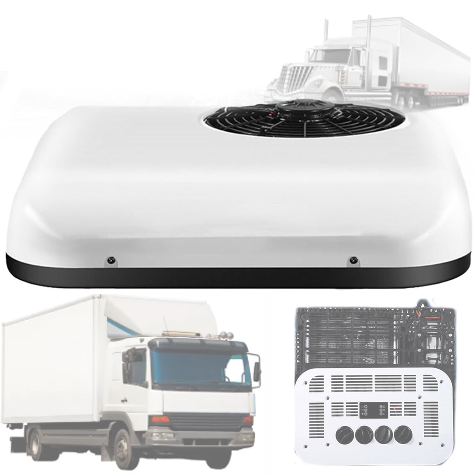 Osnzyc DC 12V/24V Air Conditioner for RVs, All-in-One Electric Unit, Silent Opera-tion for Trucks, Tractors, Buses, and Caravans – Rooftop A/C (Cool Mode) 24V