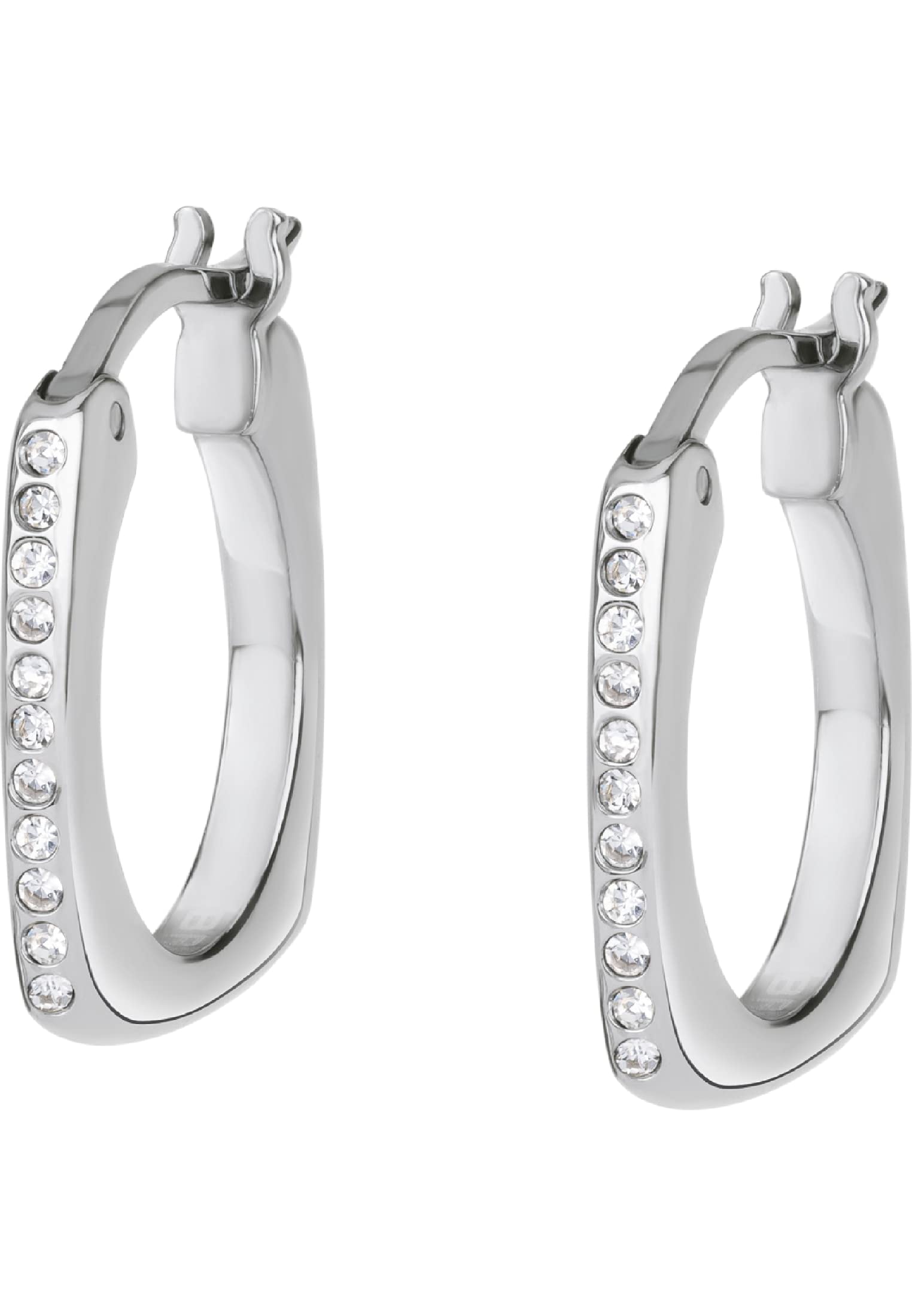 Breil, Collezione New Tetra, Orecchini Donna in Acciaio Lucido, con Lucenti Cristalli, Ideali da Indossare Insieme o Separatamente, Gioielli Donna e Ragazza