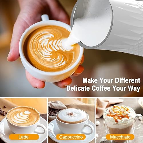 Miniatura 3 de Espumador de leche eléctrico, FLEVO 4 en 1 espumador automático de leche, espumador de leche caliente y fría de 8.1 fl oz, con control de