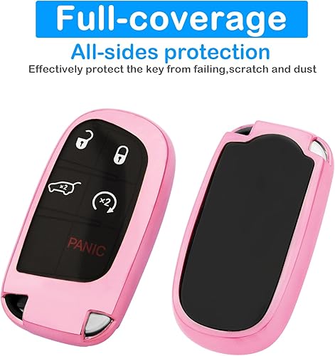 Miniatura 5 de Funda para llavero Jeep con llavero, carcasa de TPU suave protección completa para Grand Cherokee Renegade Chrysler 200 300 Dodge RAM Durango