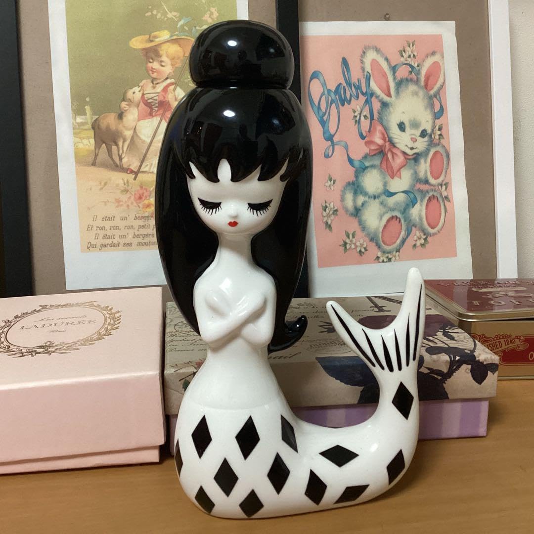 【赤のみ】内藤ルネ　陶器　一輪挿し　人魚　マーメイド　レア　レトロ 内藤ルネ 陶器製人魚 赤色 絶版品 人魚 RUNE マーメイド