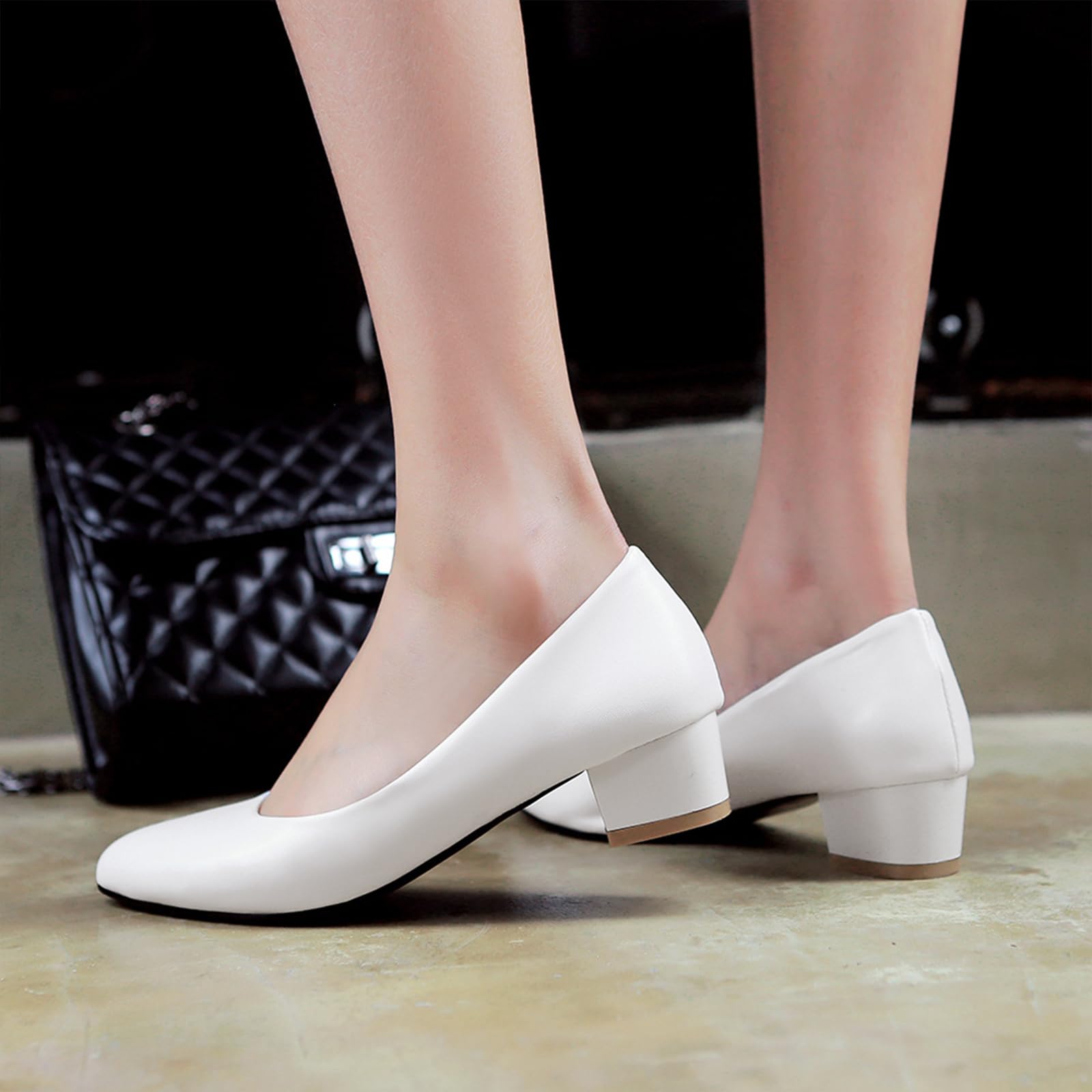 Elegante Brautschuhe mit Spitzer Zehe und Blockabsatz Schlupf Abendpumps Formelle Court Schuhe Für Hochzeitsempfang und Abendliche Cocktailveranstaltungen
