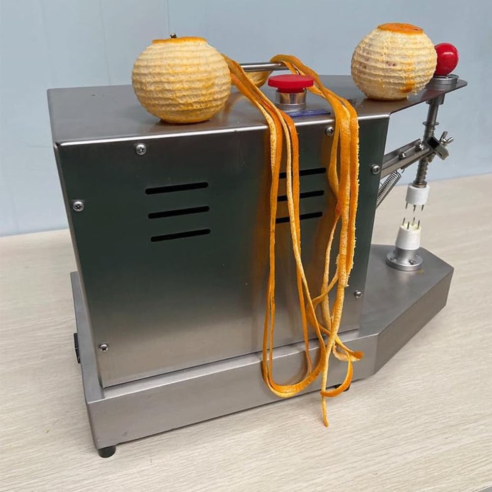 Acero Inoxidable, Orange Peeler Profesional - Pelador electrico Patatas, Naranjas, Tomates, Kiwis, Melocotones y demas Frutas o Verduras, Comercial con Altura Ajustable, 500 Unidades/Hora