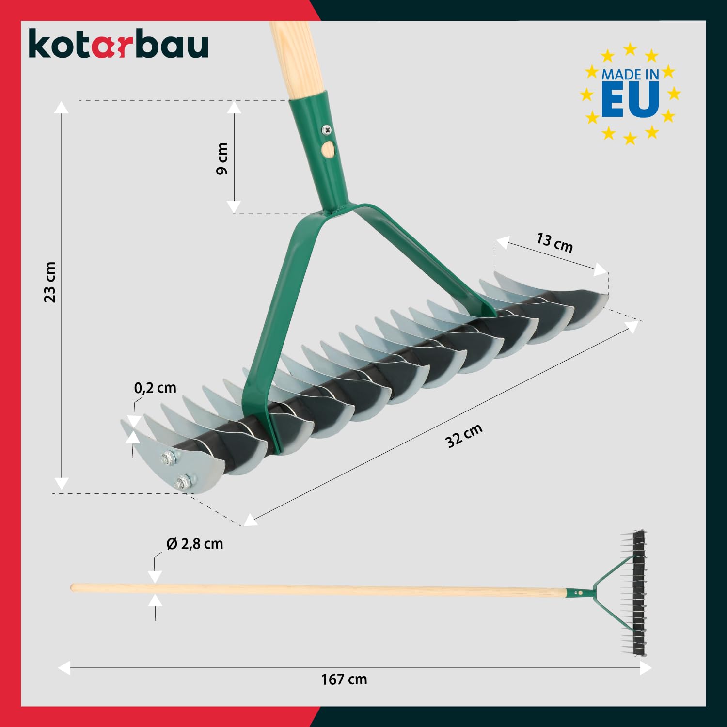 KOTARBAU® Outil de scarification double face utile pour améliorer la qualité de la pelouse dans votre jardin
