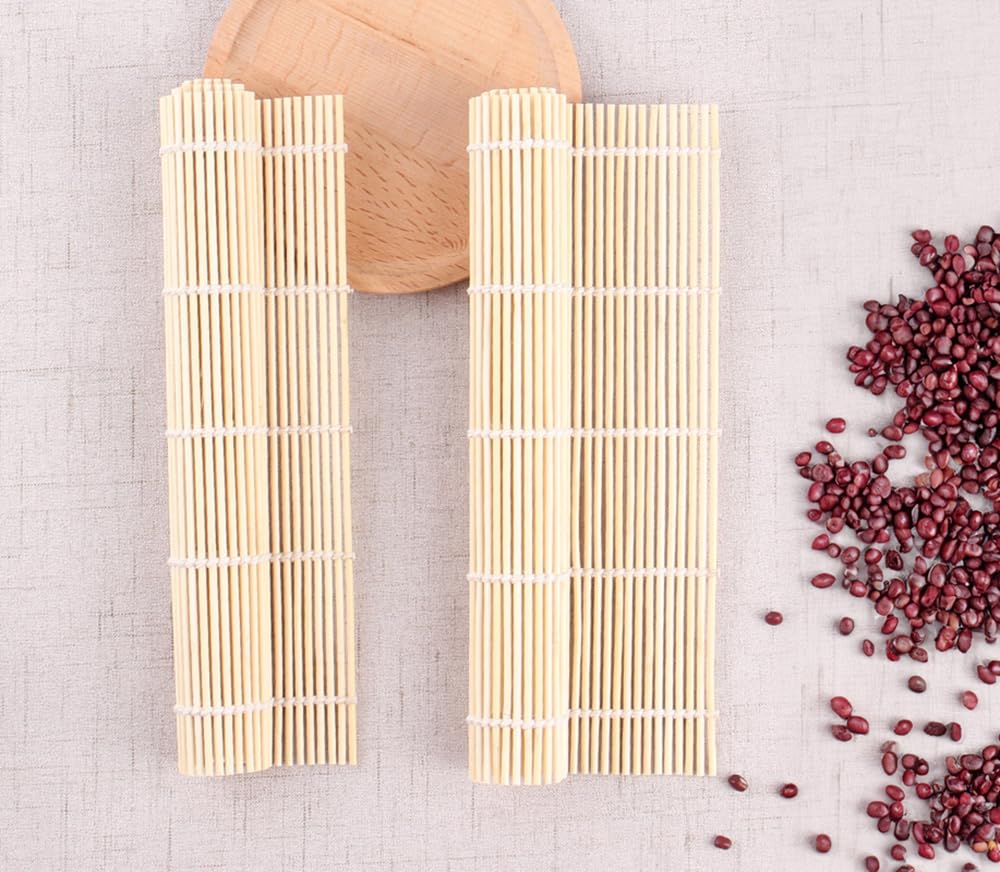 Sweet seven Bamboo Sushi Rolling Mat 2-Pack - Create Delicious Sushi Rolls Effortlessly! Sushi Maker Kit for Perfect Homemade Sushi - 9.5" x 9.5" Size