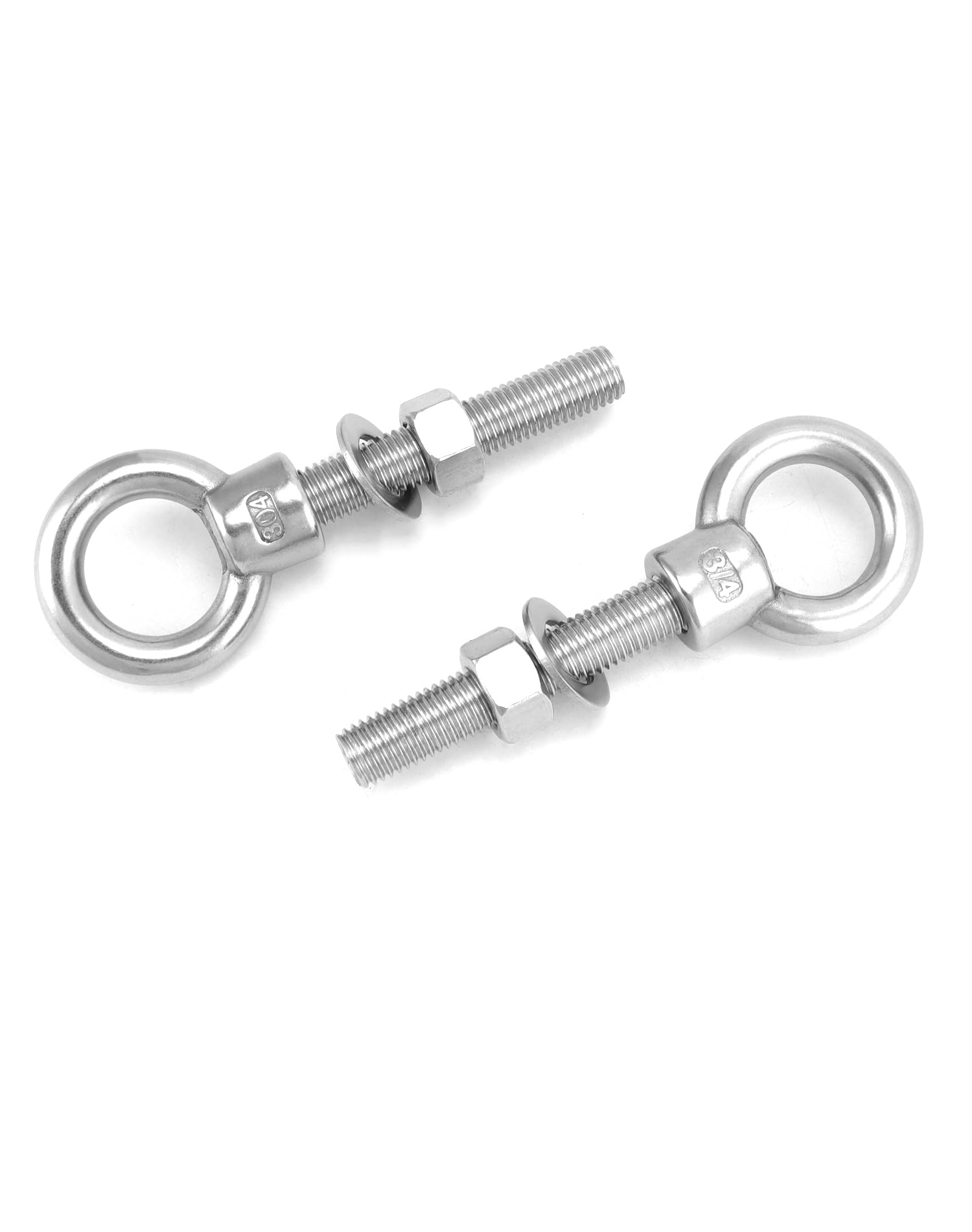 QWORK Pernos roscados, paquete de 5 pernos de ojo de hombro de acero inoxidable de grado marino de 3/4 x 4 pulgadas de largo