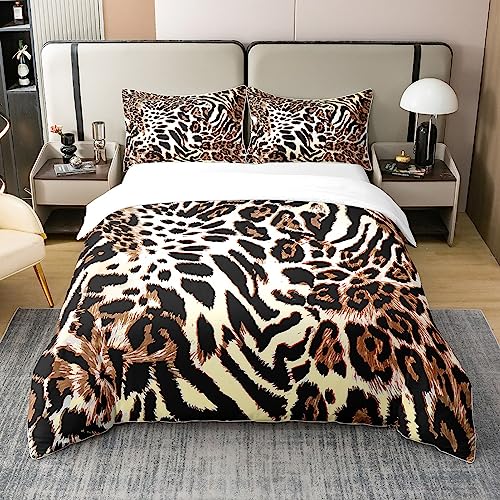 Leopard Cotton Bedding Set Double Size Cow Print Cotton Bedding Set Animal Print Cotton Bedding Set Zebra Print Cotton Bedding Set for Kids Boys Girls Adults