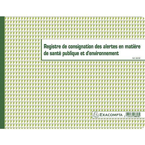 Exacompta Libro con texto en francés de registro de alertas en materia de salud pública y medioambiental