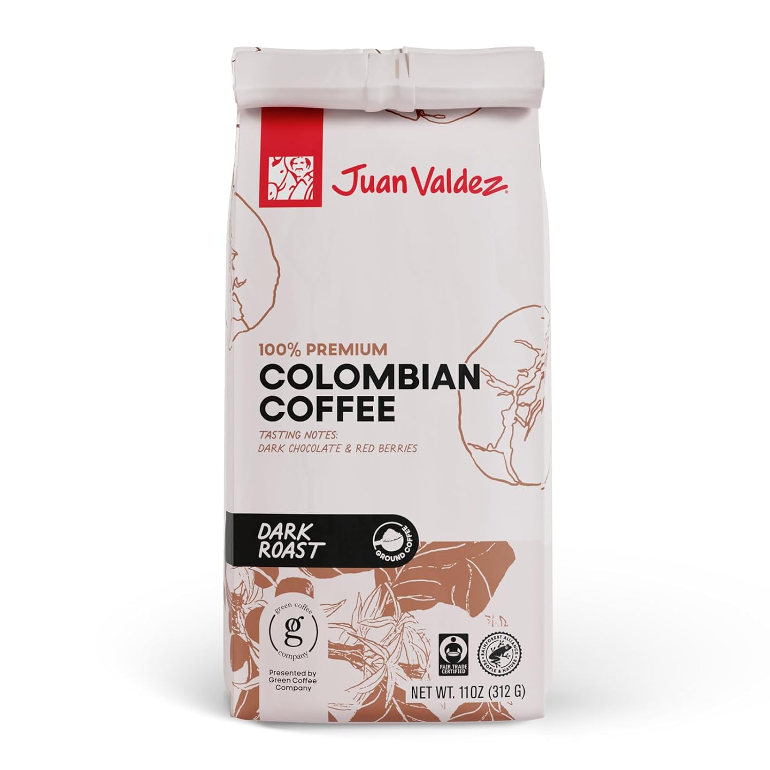 Juan Valdez Dark Roast Ground Coffee | 11oz Bag | Premium Colombian Coffee | Single Origin | Specialty Gourmet | Fair Trade | Rainforest Alliance
