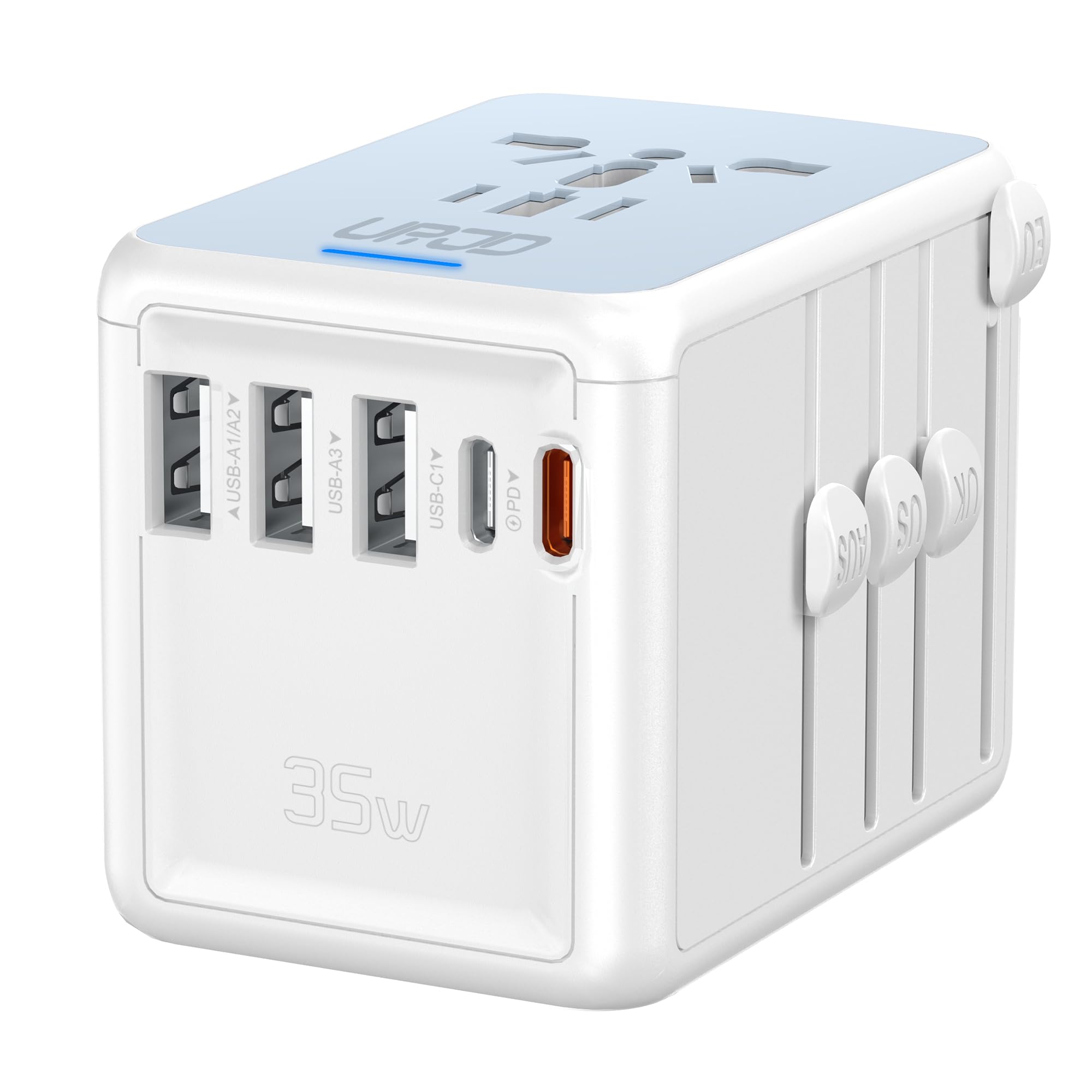 Universal Travel Adapter 35W PD Fast Charging Offers 3X2.4A USB-A Ports, 2X USB-C Ports and Multi AC Outlet, International Plug Converter Worldwide Travel Charger All in One for EU US UK AUS-image-13