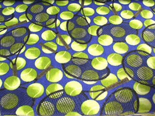 Blue Tennis Balls Racket Fleece Fabric A51