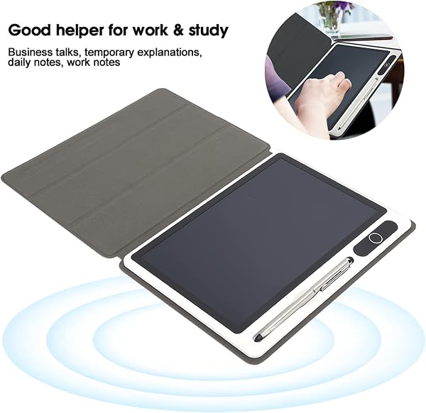 LCD Writing Tablet, Doodle Scribbler Pad Flexible and Bright Drawing Board for Business Supplies, with Hand Painting Tool (Black (with leather case)) - 4