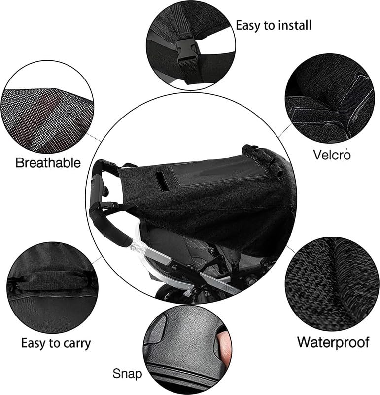 UPF 50+ UV Protection Stroller Sun Shade - Universal Cover With See Through, Waterproof and Breathable Extender, Baby Sun Protection Accessories - Image 3