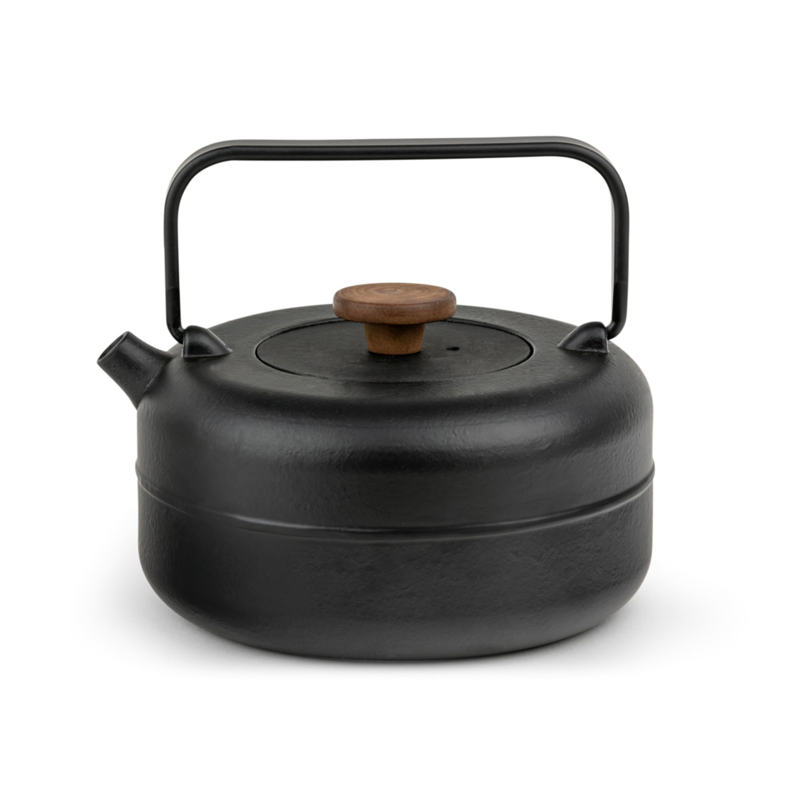 Bredemeijer kleine Guss Teekanne 0,75 Liter - schwarze gusseiserne Kanne mit Deckelknauf aus Holz & Edelstahl-Teefilter - für alle Teesorten geeignet