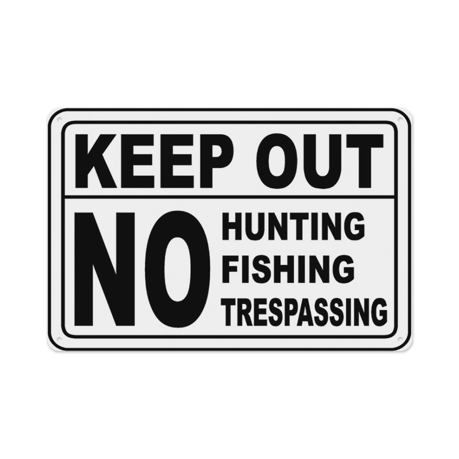 peiyeety No Hunting Fishing Trespassing Sign Aluminum Tin Warning Signs For Home Outdoor Garden 12X16 Inches