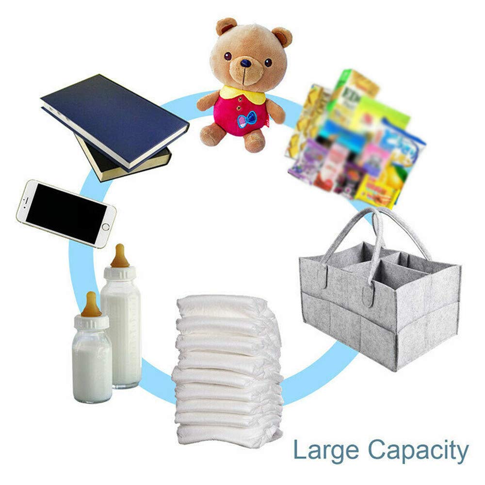 Windel Organizer, tragbare Wickeltasche Filz Baby Windel Organizer mit austauschbaren Fächern für Wickeltisch, Beißring, Windel, Lätzchen, Dusche Geschenkkorb