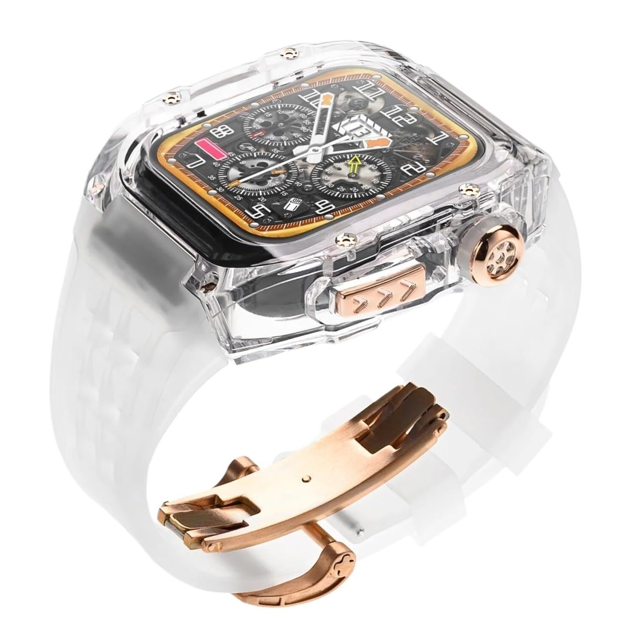 Kit modification transparent iwatch SE 44mm avec etui de luxe et bracelet rubber - 7