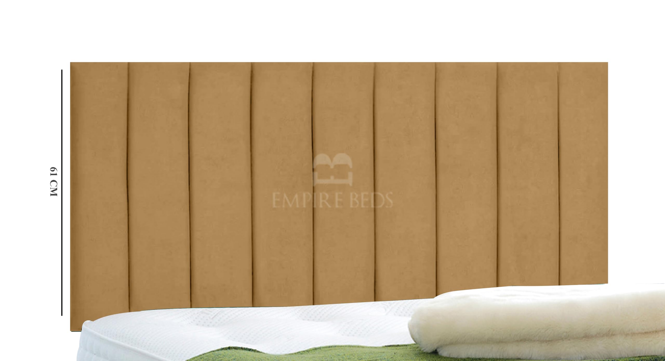 EMPIRE BEDS 24 INCH HEIGHT LUXURIOUS PORTLAND HEADBOARD IN PLUSH VELVET FABRIC FOR DIVAN BEDS(4FT6 Double- Height 24", Mustard)