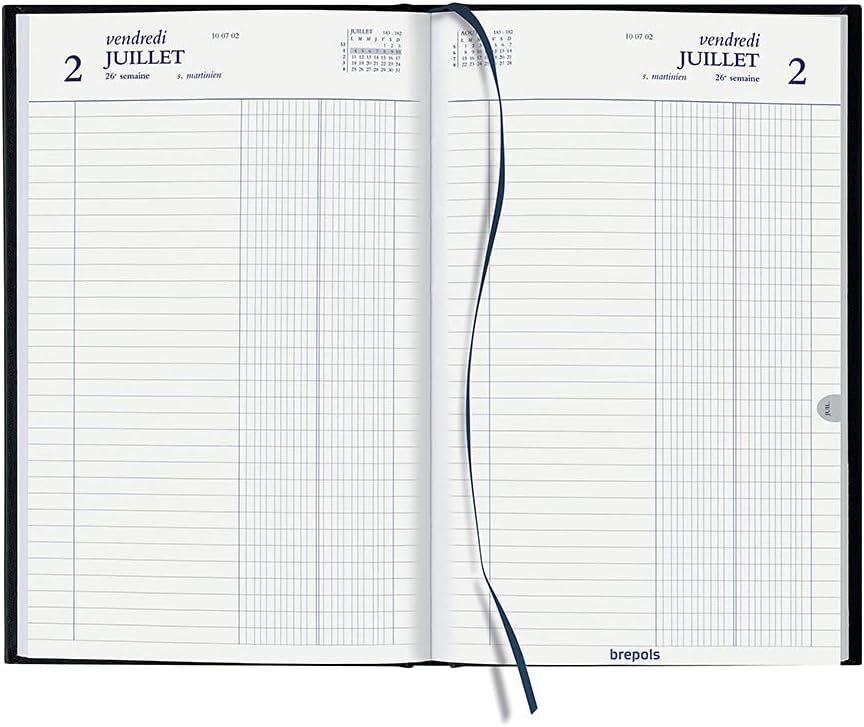 BREPOLS - 1 Agenda de Comptoire Banquier Large "Jupiter" - Couverture Rigide Noir - Format 17 x 27 cm - Janvier 2027 à Décembre 2027-1 Volume
