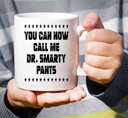Miniatura 6 de Regalo de graduación ideal para amigos doctorales  Dr. Smarty Pants  Taza de café de cerámica blanca natural de 11 onzas