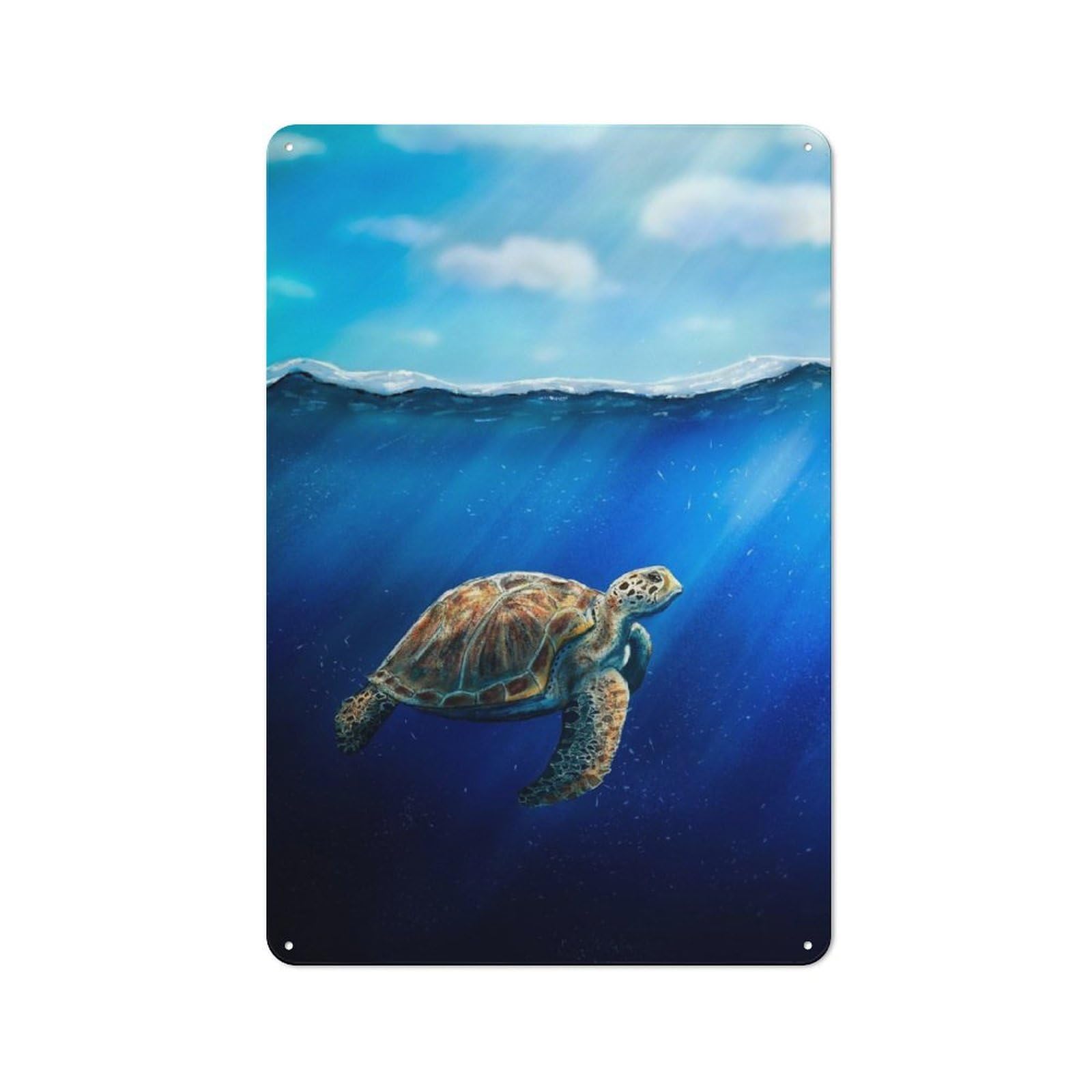 Junmoney Green Sea Turtle Tin Wall Plaque 30X20cm With For Studio Or Craft Room, For Cooler-Season Styling In Studio And Craft Room